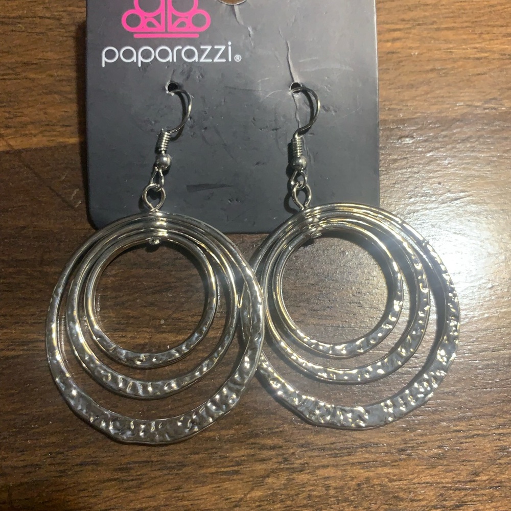 Paparazzi Textured Silver Hoop Earrings